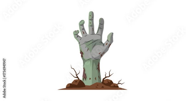 Obraz Creepy green zombie hand rising from the grave illustration.
