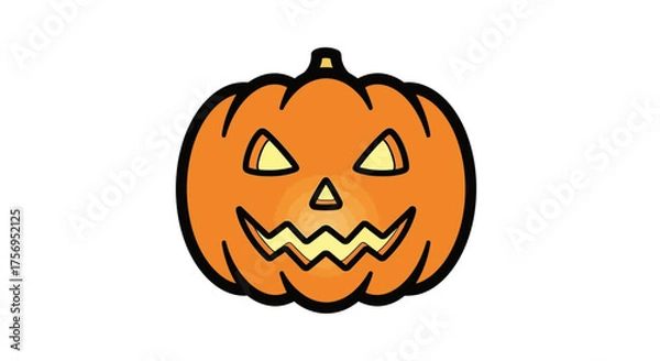 Fototapeta Spooky Halloween Jack O Lantern Pumpkin Face Illustration.
