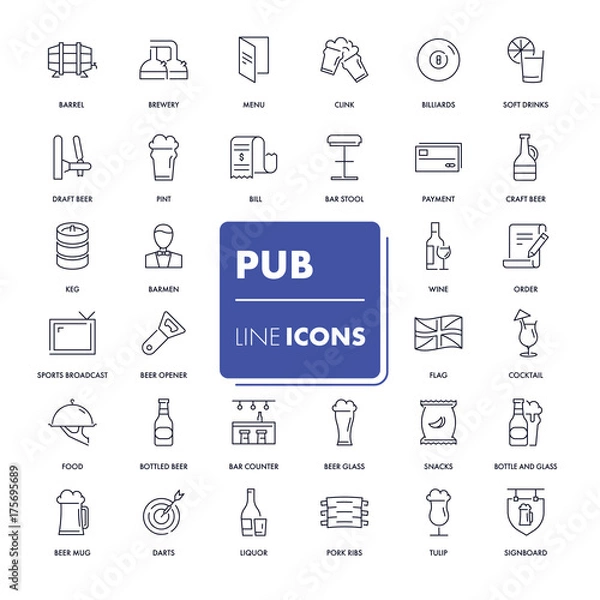 Obraz Line icons set. Pub pack.