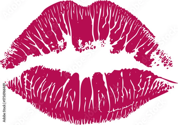 Obraz Beautiful red lips isolated on transparent background. red lipstick kiss . lips with lipstick mark on a white background.	