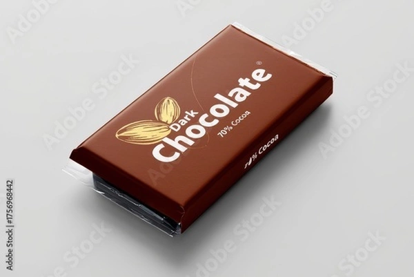 Fototapeta Indulge in Richness: Dark Chocolate Bar With 70% Cocoa Content Perfect for Gourmet Lovers and Health Enthusiasts Alike