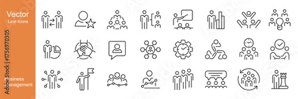 Fototapeta Business Management Icons - Vector Line Icons. Editable Stroke.