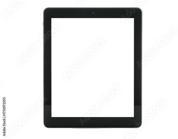 Fototapeta Realistic black tablet with a white, empty screen against a black background