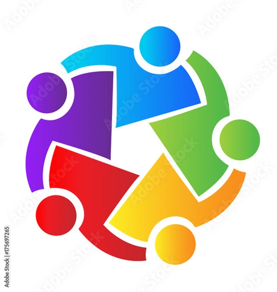 Obraz Teamwork people, hugging and coming together, icon vector