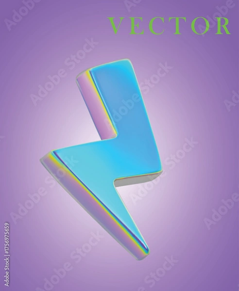 Obraz 3D lightning icon. Vector illustration