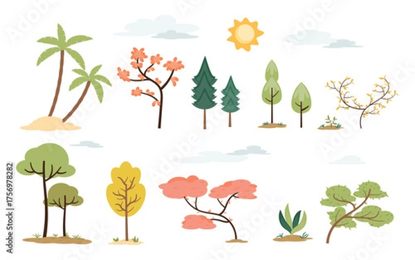 Obraz Abstract Trees Set and elements