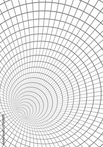 Obraz Illustration of Vector Wireframe Tunnel Vortex Illusion Technology Background