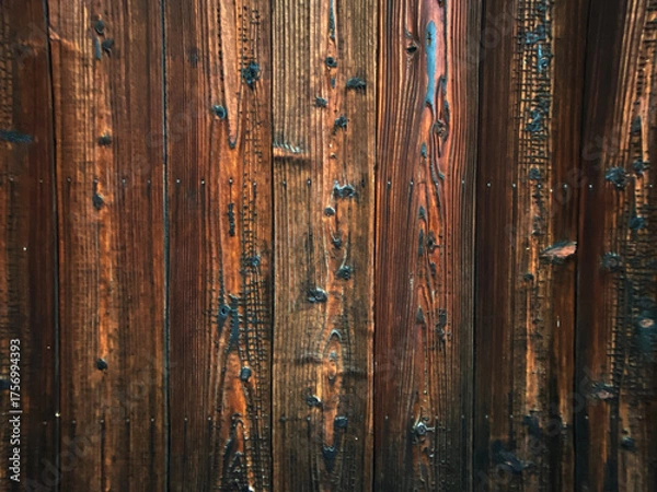Fototapeta 黒い木目の背景	　板　壁　木製　
