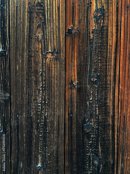 Fototapeta 黒い木目の背景	　板　壁　木製　