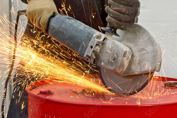 Obraz Gros plan étincelles disque a tronçonner