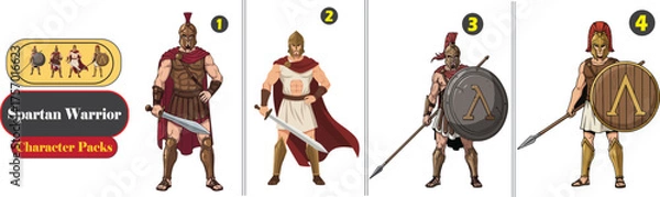 Fototapeta Spartan Warrior Collection – Soldiers with Spear & Shield