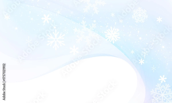 Fototapeta 青い波の重なりと雪の結晶模様のフレーム