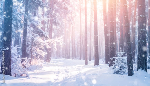 Obraz 幻想的な雪道