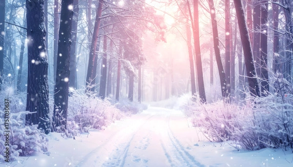 Obraz 幻想的な雪道