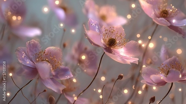 Fototapeta Dreamy pastel flowers bathed in soft light evoke a sense of peaceful serenity whispering tales of spring s tender beauty