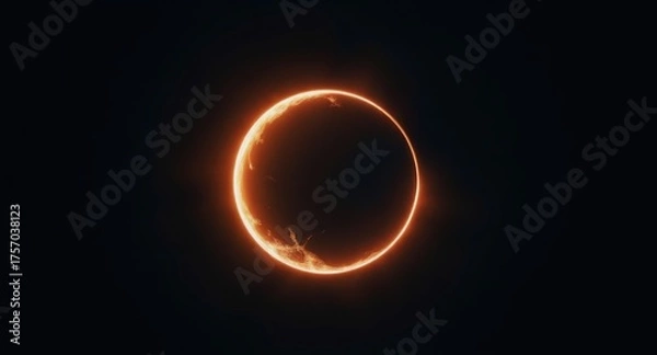Fototapeta Glowing orange ring portal against a dark background