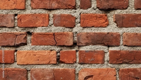 Obraz Aged Brick Wall with Cracks — Rustic Vintage Texture