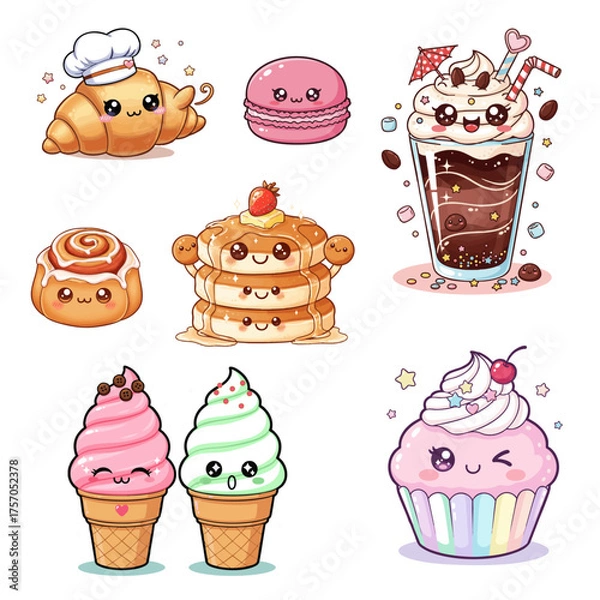Obraz Kawaii Desserts illustrations