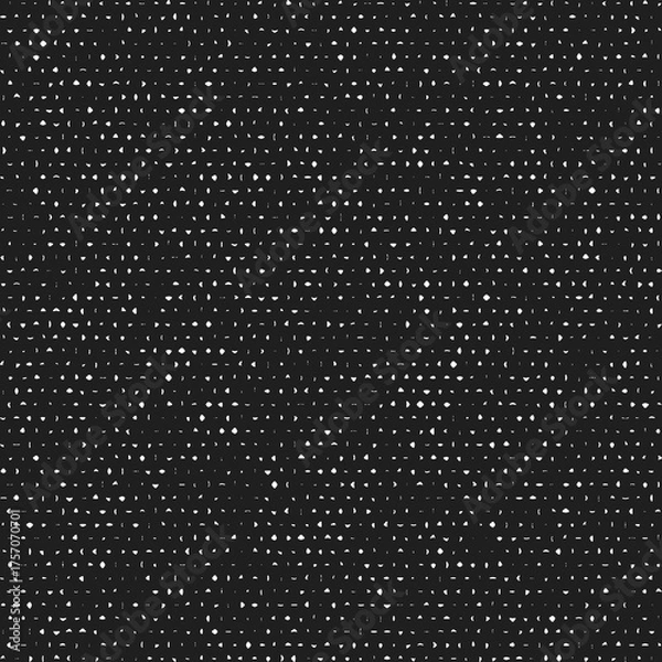 Obraz Geometric seamless dak background. Abstract black and white texture. Pattern with ink splashes and dots