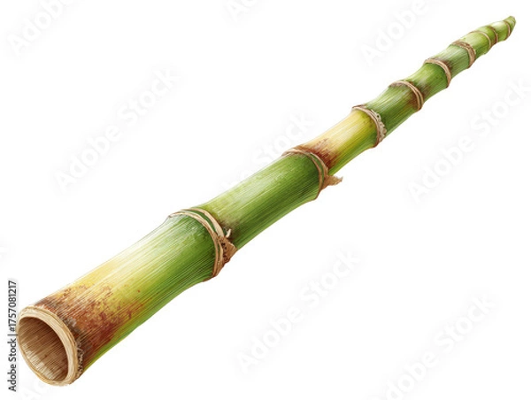 Fototapeta Green bamboo stalk with natural nodes and textured surface conveying calm and organic feel