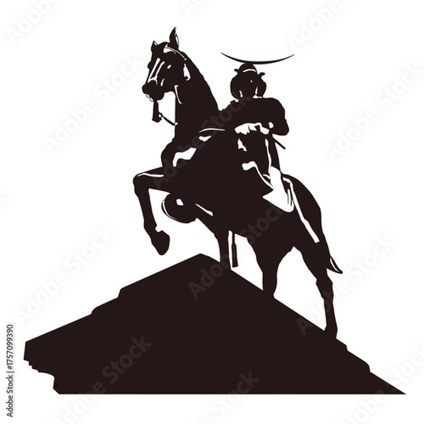 Obraz 伊達政宗公　銅像シルエット　Date Masamune bronze statue
