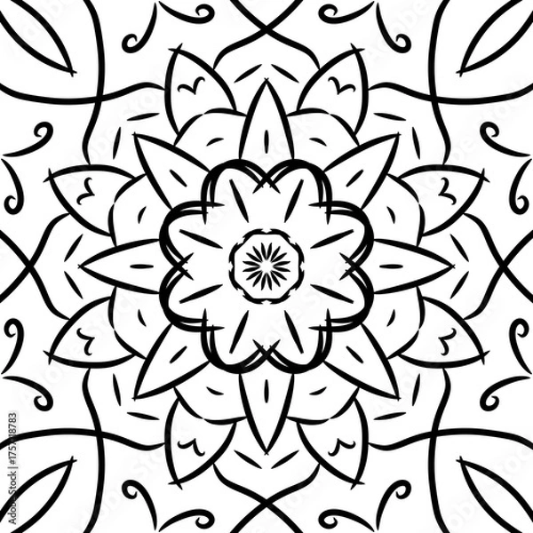 Obraz abstract floral background. mandala for coloring. clothes pattern