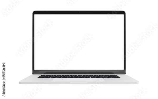 Fototapeta Modern laptop computer screen isolated on transparent background with shadows. 3D rendering