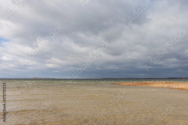 Obraz Lake in windy and cloudy weather. Autumn