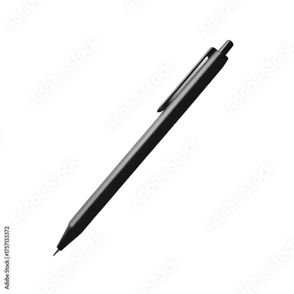 Obraz Sleek black pen resting on a white background, showcasing its design and functionality