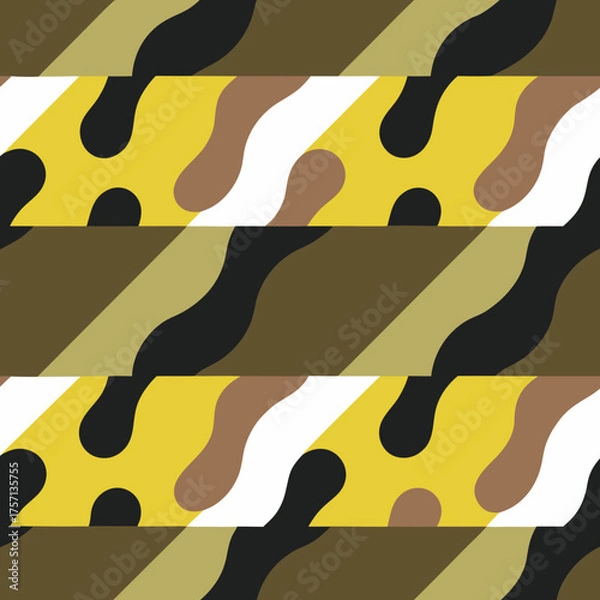 Fototapeta Abstract camouflage pattern with organic shapes and diagonal stripes