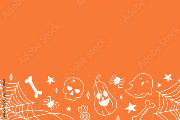 Obraz Seamless orange Halloween background with doodles