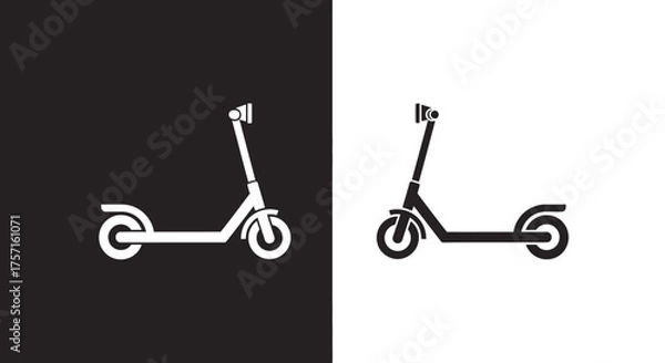 Fototapeta Minimalist Electric Scooter Vector Icon Graphic in Black and White