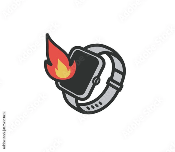 Obraz スマートウォッチ　発火事故のアイコンイラスト
