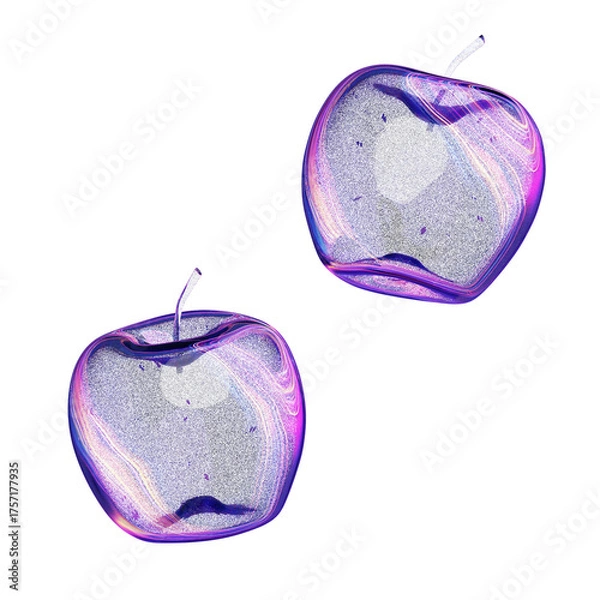Fototapeta Glass Apples Abstract Art A Duo of Vibrant, Translucent Fruit with Swirling Colors and Sparkling Textures