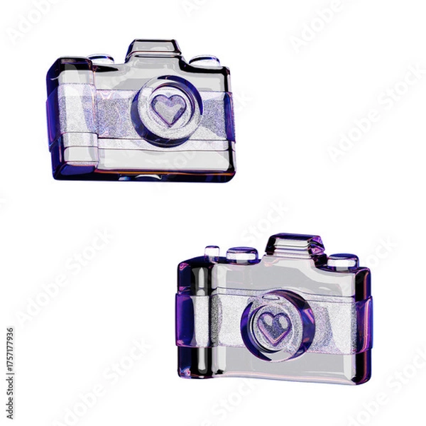 Fototapeta Camera Icons with Heart Shape Modern Photography Concepts for Creative Projects