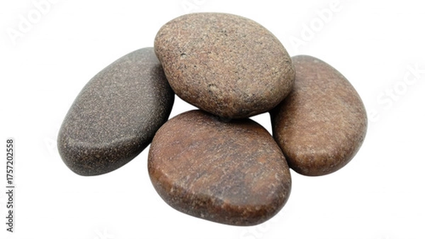 Obraz A close up of a pile of smooth brown and gray river stones