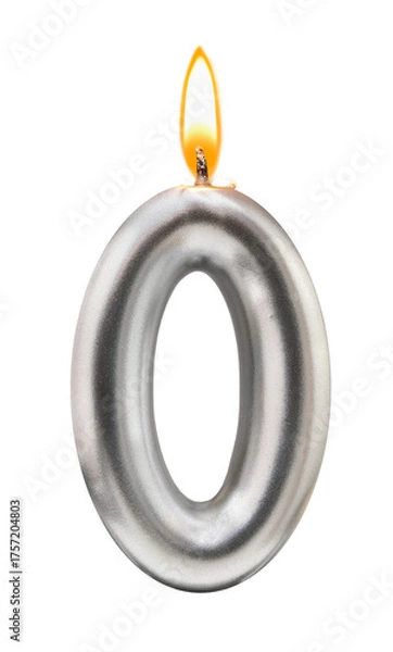 Obraz Metallic Number Zero Candle with Flame