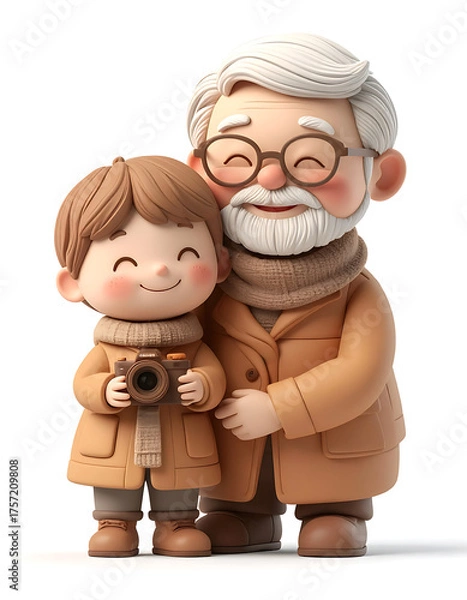 Obraz Capturing memories grandson learns photography from grandfather