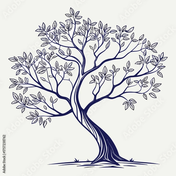 Fototapeta Artistic Illustration of a Single Majestic Tree with Leaves