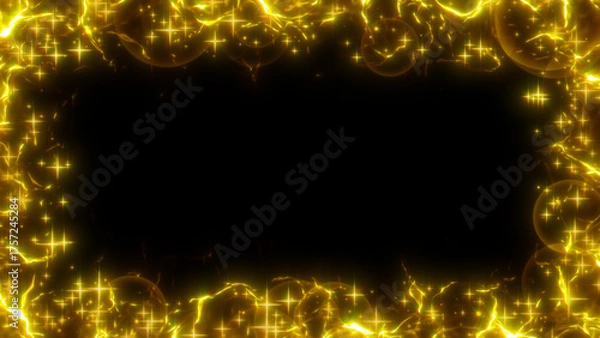 Obraz パチンコ、パチスロにありそうなキラキラ輝く金の枠のエフェクト