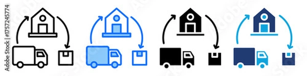 Fototapeta Supply Chain Icon Set Multi Style Vector Illustration