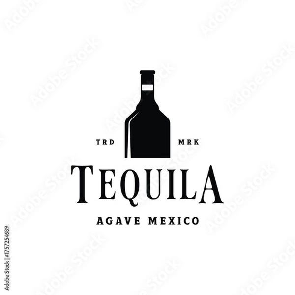 Fototapeta Vintage mexican agave plant logo template design for traditional tequila drink.