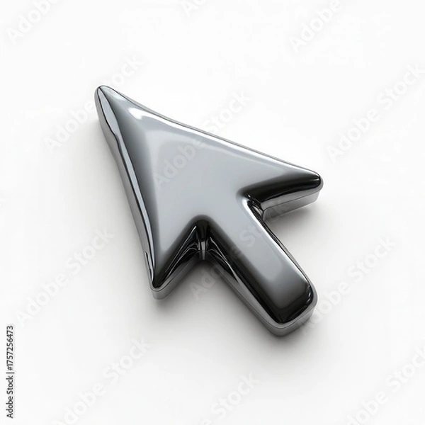 Fototapeta Futuristic Cursor Icon Rendered in Glossy 3D Style with Light Reflection