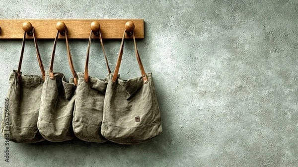 Obraz Rustic Wall Display Hanging Cloth Potpourri Sachets In A Workshop