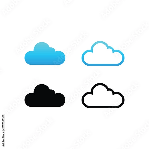 Fototapeta Minimalist cloud logo vector design with clean lines and modern style, perfect for technology, data, weather, or internet branding and creative business identity.
