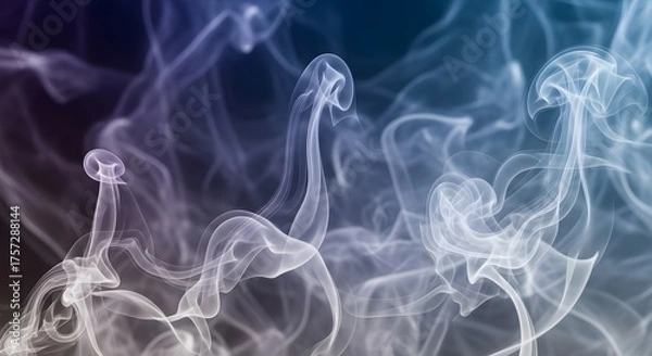 Obraz Abstract swirling smoke wisps in cool blue purple and gray tones abstract art background