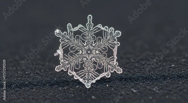 Obraz Intricate snowflake macro photography unique crystal ice formation detailed natural beauty