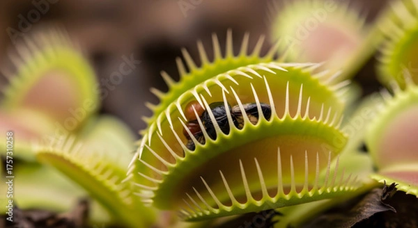 Obraz Venus Flytrap Capturing Insect Close Up Macro Shot.