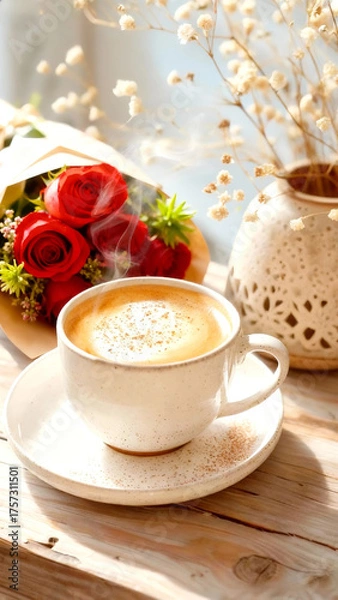 Obraz 咖啡和花束