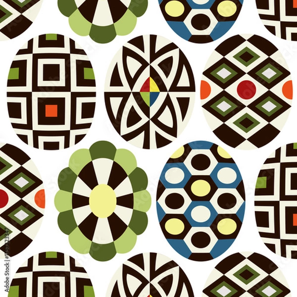Fototapeta Colorful easter egg pattern flat design vector illustration set